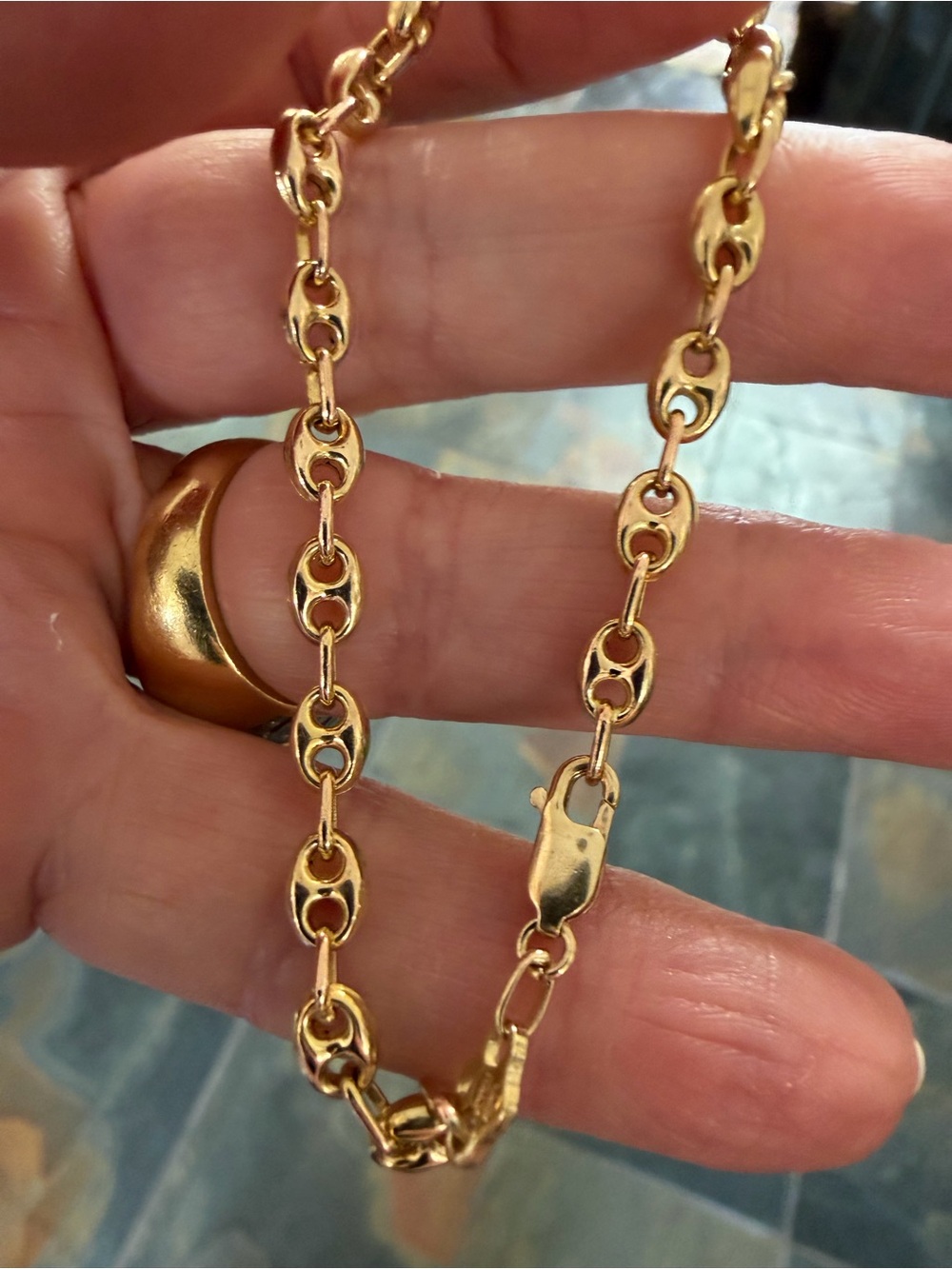 14 karat gold, mariner, chain bracelet